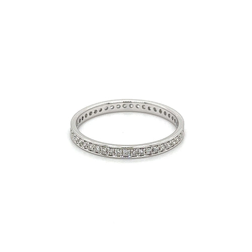 18K White Gold Round Cut Full Diamond Wedding Band Ring