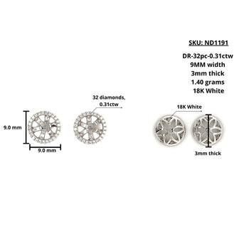 18K White Gold Round cut Diamond Halo Earring Jackets in 10mm and 9mm – Assay Jewelers