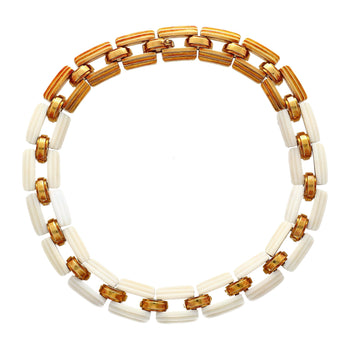 18K Yellow Gold and White Agate Square Link Chain Choker Necklace – Assay Jewelers