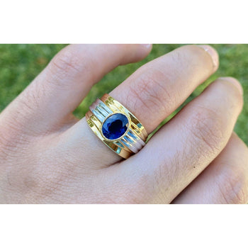 18k Gold Mens Blue Indicolite Tourmaline Ring – Assay Jewelers