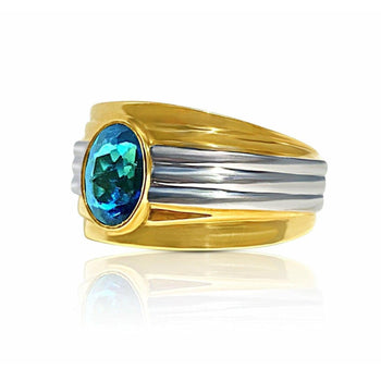 18k Gold Mens Blue Indicolite Tourmaline Ring – Assay Jewelers