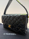 1990s Chanel Vintage Patent Leather Double Sided Flap Bag Coco Handle
