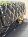 1990s Chanel Vintage Patent Leather Double Sided Flap Bag Coco Handle