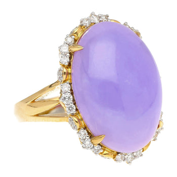 19.48ct Oval Lavender Jadeite Jade Diamond Cocktail Ring – Assay Jewelers