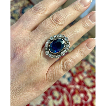 19th Century Victorian-Era 15 Carat Burma Oval-Cut Sapphire and Diamond Ring – Assay Jewelers