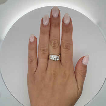 1.01 Carat Dual Row Diamond Channel Platinum & 18K Gold Wavy Band Ring – Assay Jewelers