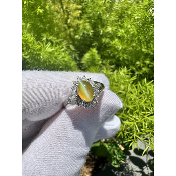 Bague Art déco en platine avec chrysobéryl vert œil de chat et diamant de 1,04 carat – Assay Jewelers