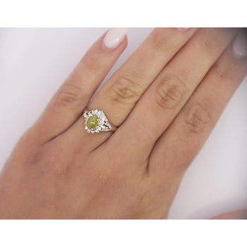 Bague Art déco en platine avec chrysobéryl œil-de-chat vert et diamants, 1,04 carat – Assay Jewelers