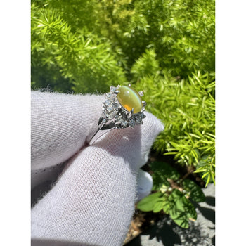 Bague Art déco en platine avec chrysobéryl œil de chat vert de 1,04 carat et diamant – Assay Jewelers