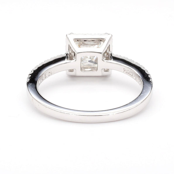 1.11 Carat G/SI2 Princess Cut Diamond Pave Halo Set in Platinum Engagement Ring