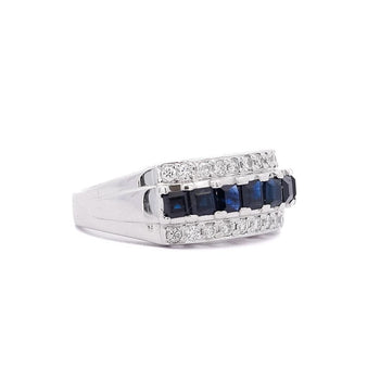 1.16 Carat Sapphire and Round Cut Diamond Cluster Band Ring in Platinum – Assay Jewelers
