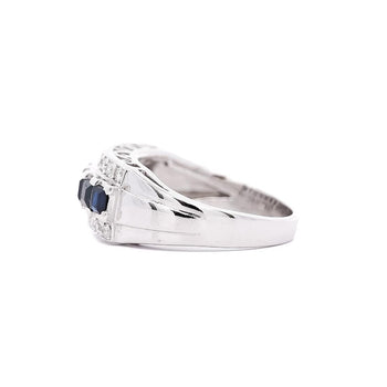 1.16 Carat Sapphire and Round Cut Diamond Cluster Band Ring in Platinum – Assay Jewelers