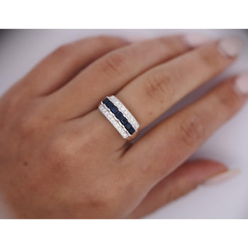 1.16 Carat Sapphire and Round Cut Diamond Cluster Band Ring in Platinum – Assay Jewelers