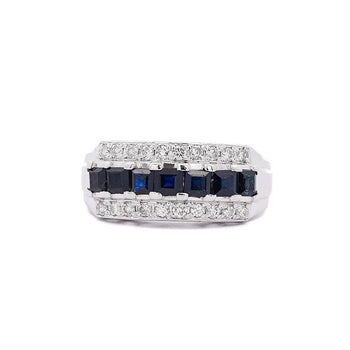 1.16 Carat Sapphire and Round Cut Diamond Cluster Band Ring in Platinum – Assay Jewelers