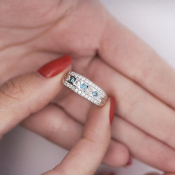 1.16 Carat Three Row White and Blue Diamond Channel Seting Band Ring – Assay Jewelers