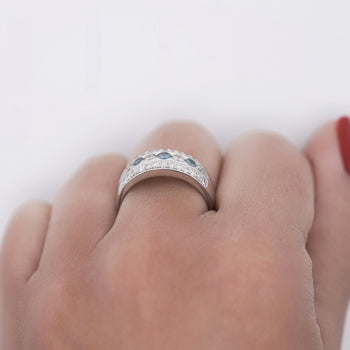 1.16 Carat Three Row White and Blue Diamond Channel Seting Band Ring – Assay Jewelers