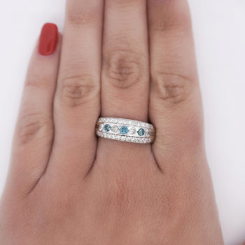 1.16 Carat Three Row White and Blue Diamond Channel Seting Band Ring – Assay Jewelers