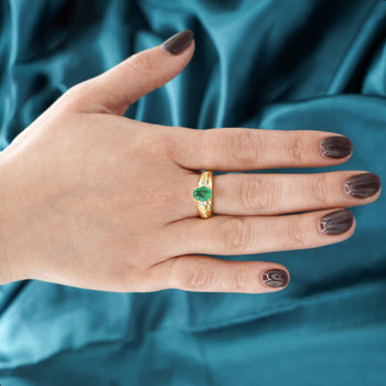 1.19 Carat Oval Cut Emerald & Diamond 14K Gold Statement Ring – Assay Jewelers