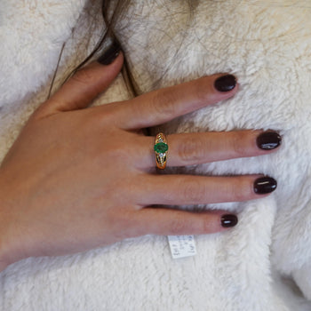 1.19 Carat Oval Cut Emerald & Diamond 14K Gold Statement Ring – Assay Jewelers