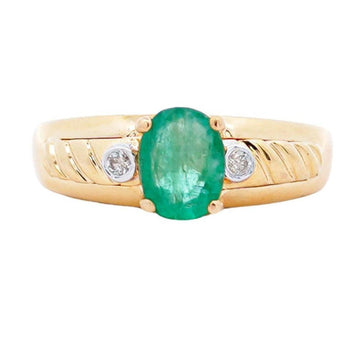 1.19 Carat Oval Cut Emerald & Diamond 14K Gold Statement Ring – Assay Jewelers