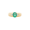 1.19 Carat Oval Cut Emerald & Diamond 14K Gold Statement Ring