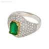 1.25 Carat Zambian Emerald and Diamond Pave Cluster Art Deco Ring