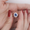 1.30 Carat Oval Deep Blue Sapphire & Round Diamond 18K White Gold Ring