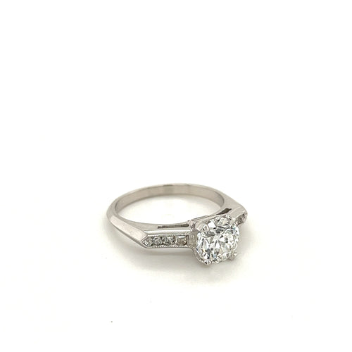 1.32 Carat Lab Grown Diamond with Round Diamond Side Stones in 18k Ring