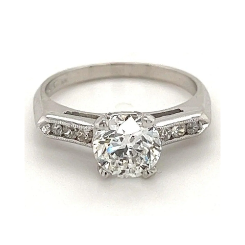1.32 Carat Lab Grown Diamond with Round Diamond Side Stones in 18k Ring