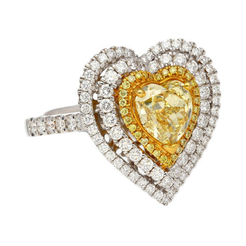 1.39 Carat GIA Certified Fancy Yellow Heart Cut Diamond Double Halo Ring – Assay Jewelers