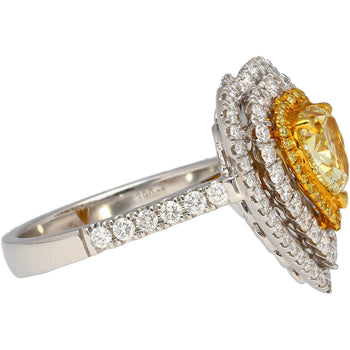 1.39 Carat GIA Certified Fancy Yellow Heart Cut Diamond Double Halo Ring – Assay Jewelers