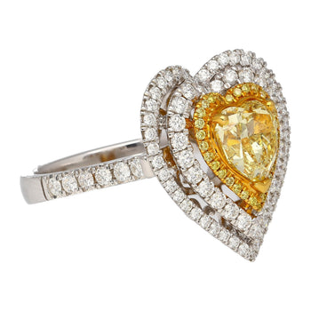 1.39 Carat GIA Certified Fancy Yellow Heart Cut Diamond Double Halo Ring – Assay Jewelers