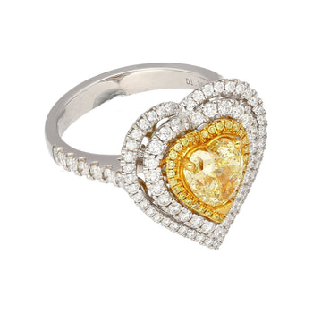 1.39 Carat GIA Certified Fancy Yellow Heart Cut Diamond Double Halo Ring – Assay Jewelers