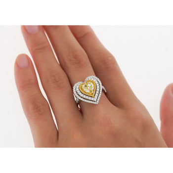 1.39 Carat GIA Certified Fancy Yellow Heart Cut Diamond Double Halo Ring – Assay Jewelers