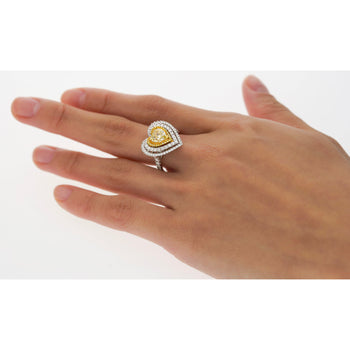 1.39 Carat GIA Certified Fancy Yellow Heart Cut Diamond Double Halo Ring – Assay Jewelers