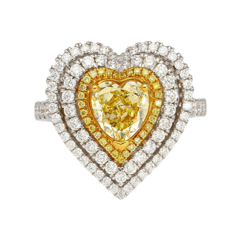 1.39 Carat GIA Certified Fancy Yellow Heart Cut Diamond Double Halo Ring – Assay Jewelers
