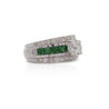1.48 Carat Old Cut Diamond and Tsavorite Vintage Art Deco Filigree Ring