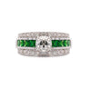 1.48 Carat Old Cut Diamond and Tsavorite Vintage Art Deco Filigree Ring