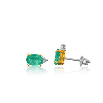 Oval Cut Natural Emerald Stud Earrings in 18K Solid Gold – Assay Jewelers