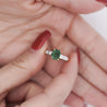 1.5 Carat Emerald and Old Cut Diamond 2 Piece Wedding Band and Ring Set