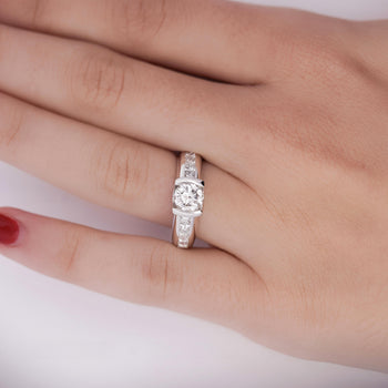 1.65 Carat Round and Princess Cut Diamond Platinum Engagement Ring – Assay Jewelers