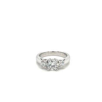 1.69 Carat 3 Stone Round Cut Lab Grown Diamond CVD Engagement Ring in Platinum Setting – Assay Jewelers