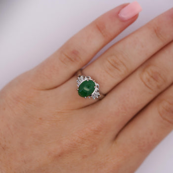 1.85 Carat Untreated Jadeite Jade and Diamond Platinum Ring HK Certified – Assay Jewelers