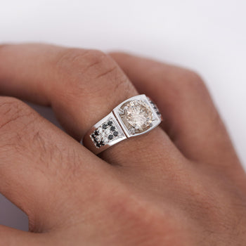 1.95 Carat Faint Brown, White, & Black Diamonds Men's Ring – Assay Jewelers