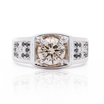 1.95 Carat Faint Brown, White, & Black Diamonds Men's Ring – Assay Jewelers