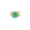 2 Carat Cabochon Cut Natural Emerald & Diamond in Textured 14K Yellow Gold Ring