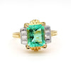 2 Carat Colombian Emerald Diamond Cut 14K Gold Ring