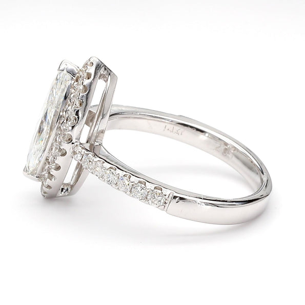 2 Carat Marquise Diamond H Color SI1 Pave Halo 14K White Gold Engagement Ring