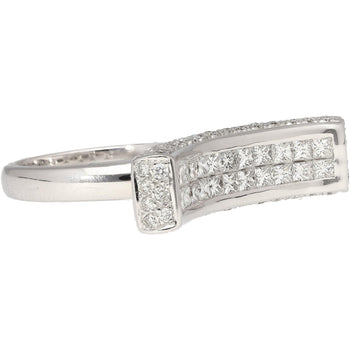 2 Carat Princess Cut Diamond Encrusted Curved Top Overlap Ring in 18K – Assay Jewelers