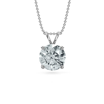 2 Carat Round Lab Grown Diamond Solitaire Single Pendant in 14K White Gold – Assay Jewelers